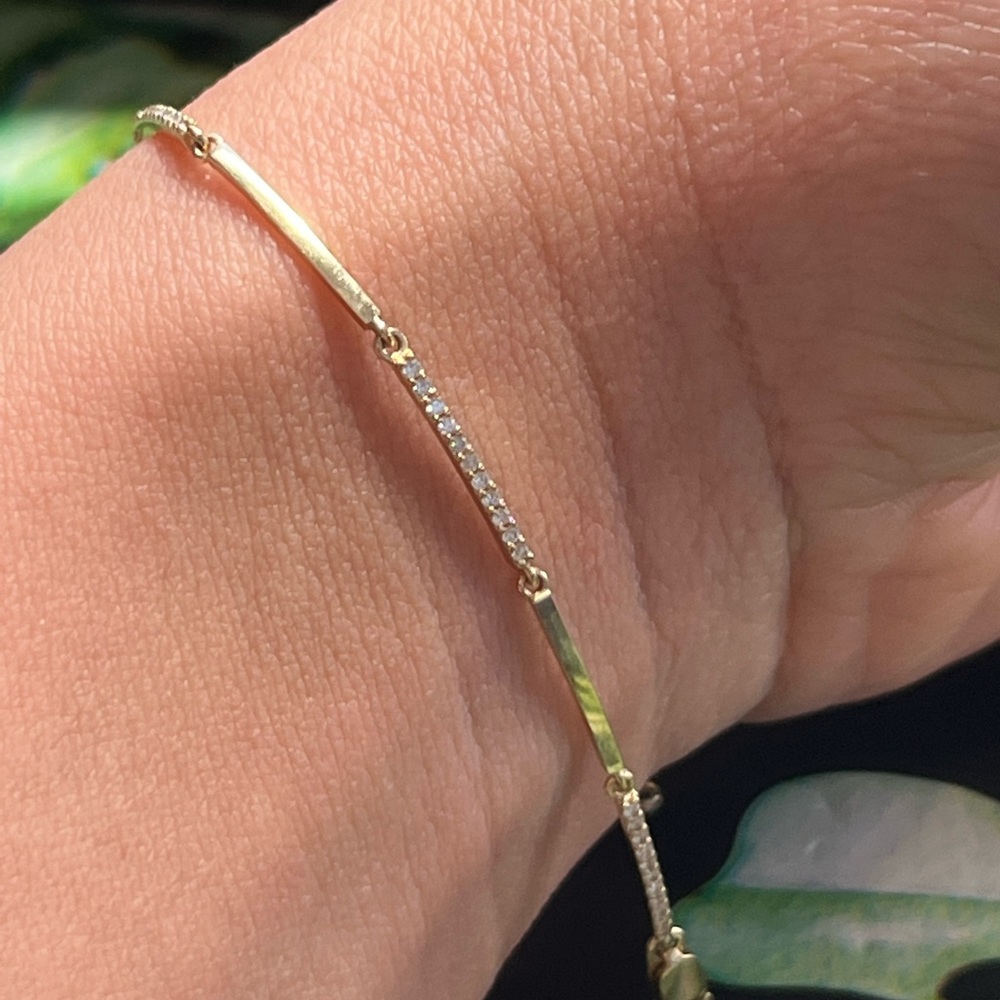 14k gold 🤩diamond pave bracelet Ferkos - Picture 2 of 7